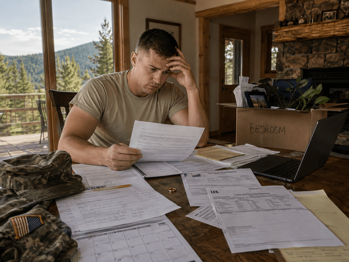Woodland Park military divorce attorney meeting with a service member and spouse